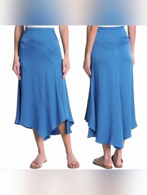 Ramy Brook Blue Asymmetrical Midi Skirt - 12